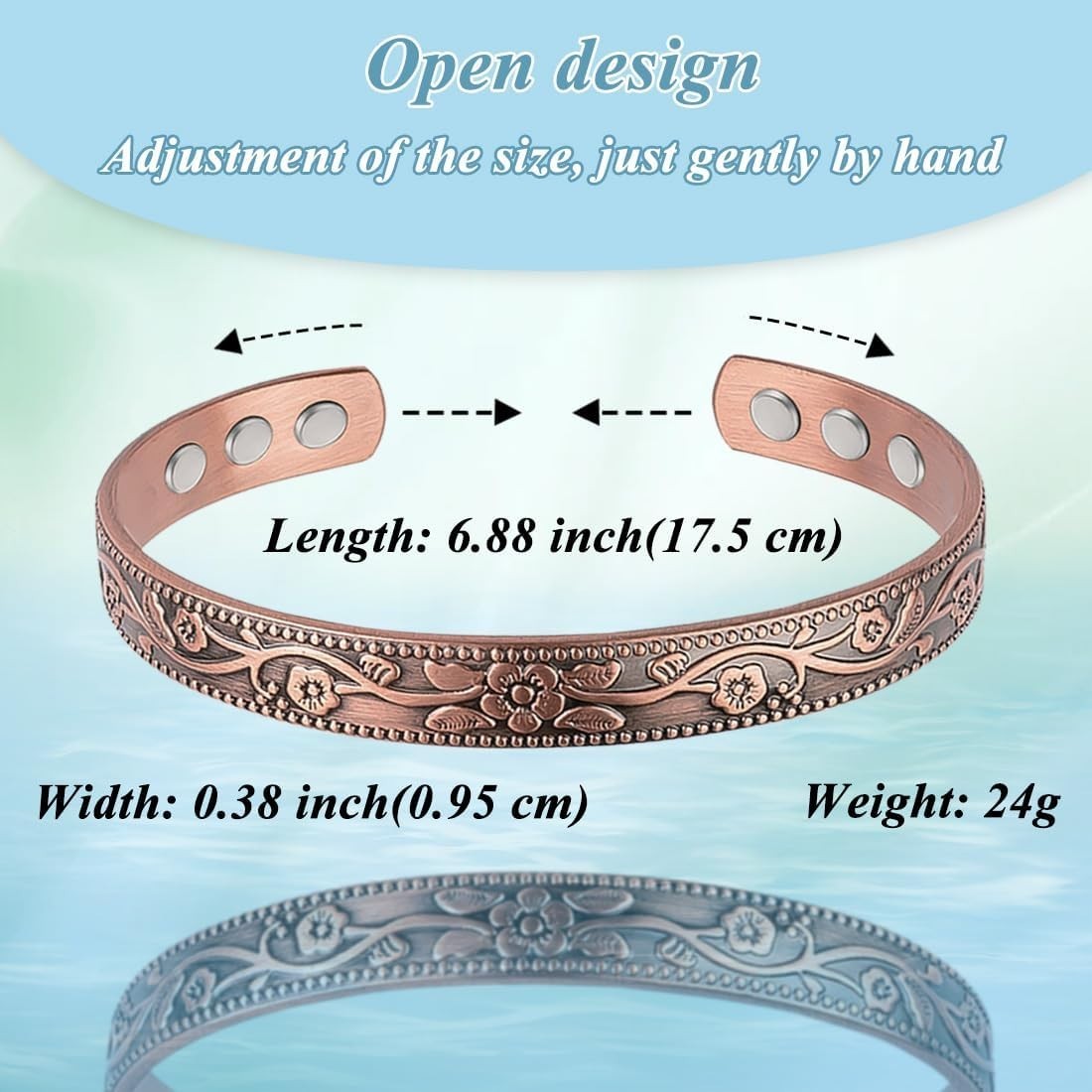 Copper Magnetic Bracelet for Women Ultra Strength Magnetic Bracelets 99.9% Pu…