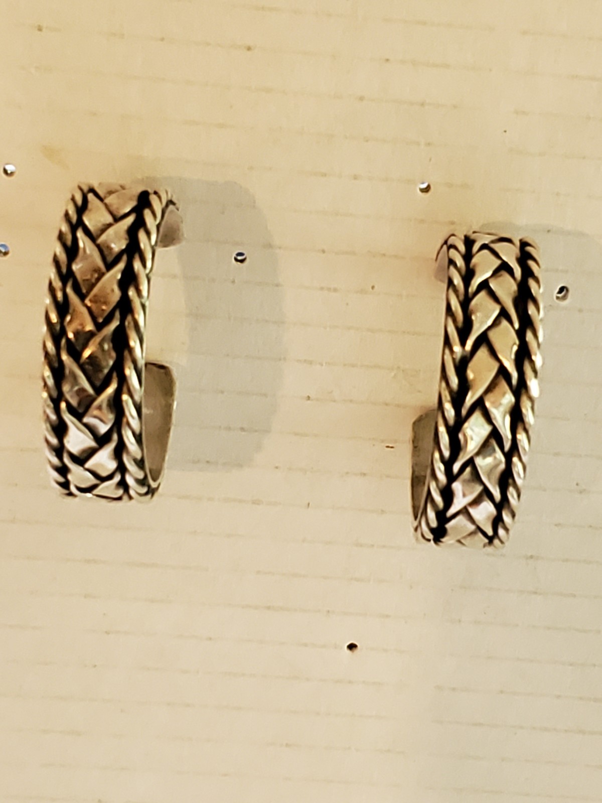 Mexican solid silver 925 basket weave hoop errings