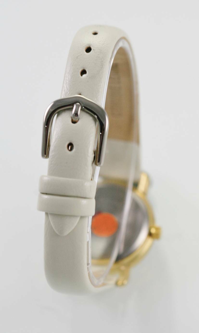 Croton Watch Womens Manhattan Stainless Steel Gold White Leather Battery Quartz