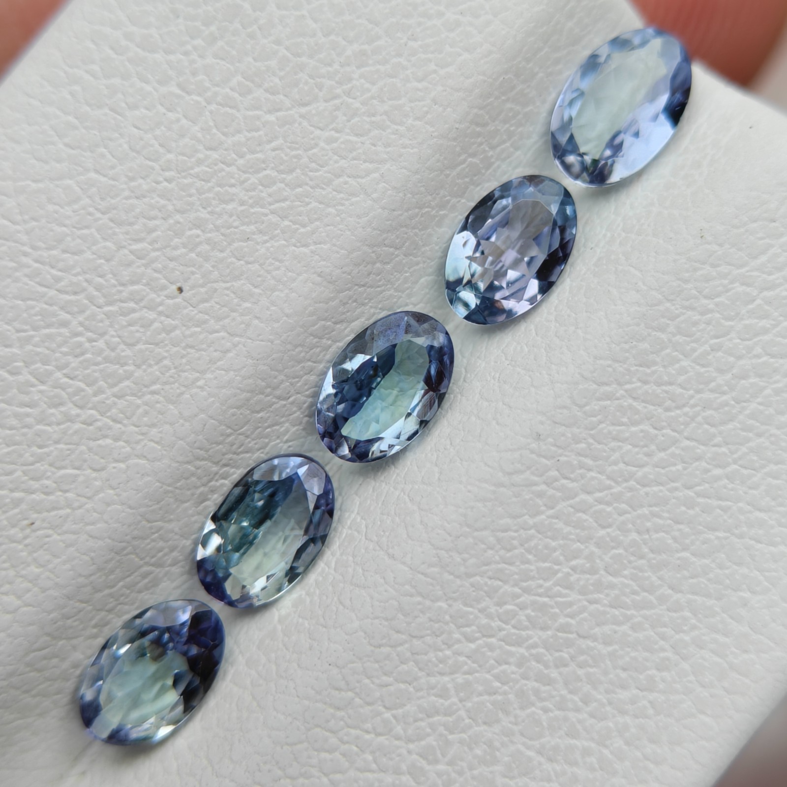 Blue and Green 6x4mm Oval Zoisite Stone 5 pieces layout Ideal For Jewelry Making