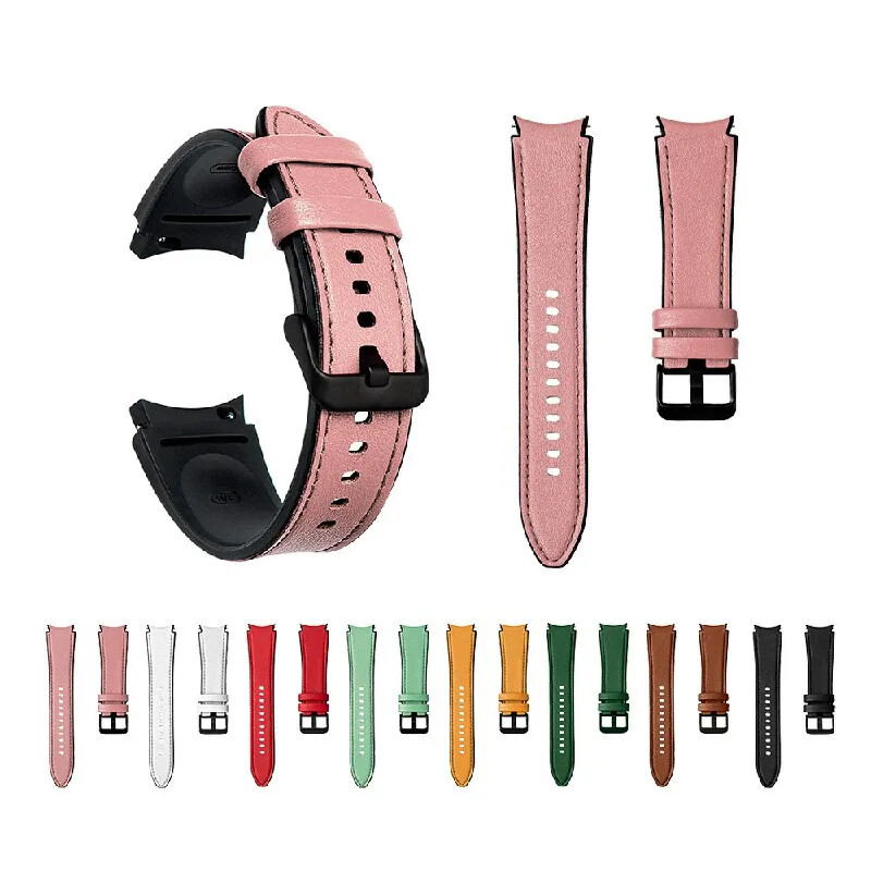 20mm Curved TPU Leather Strap for Samsung Galaxy Watch 7 6 5 4 40mm 44mm 43 47mm
