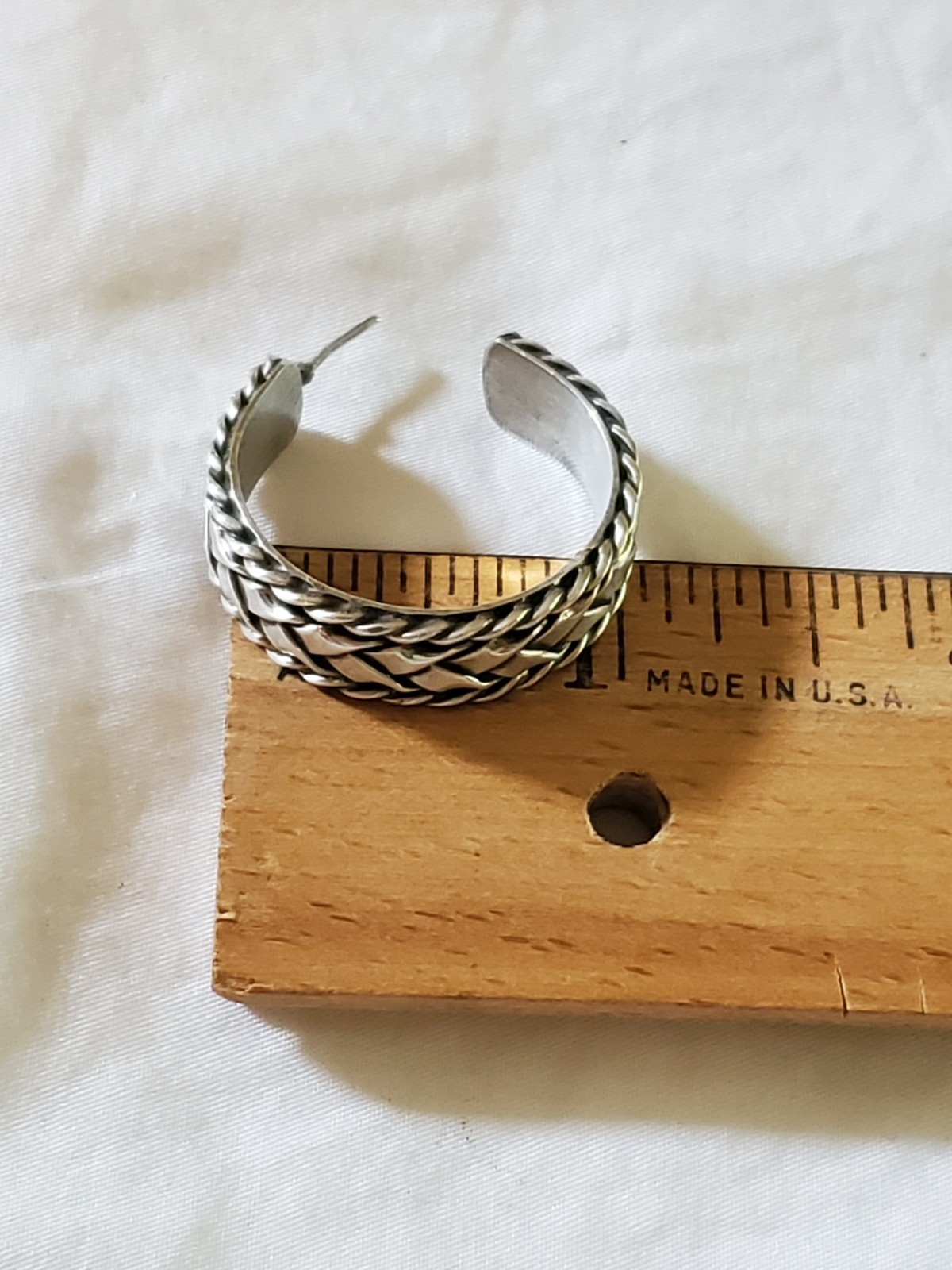Mexican solid silver 925 basket weave hoop errings