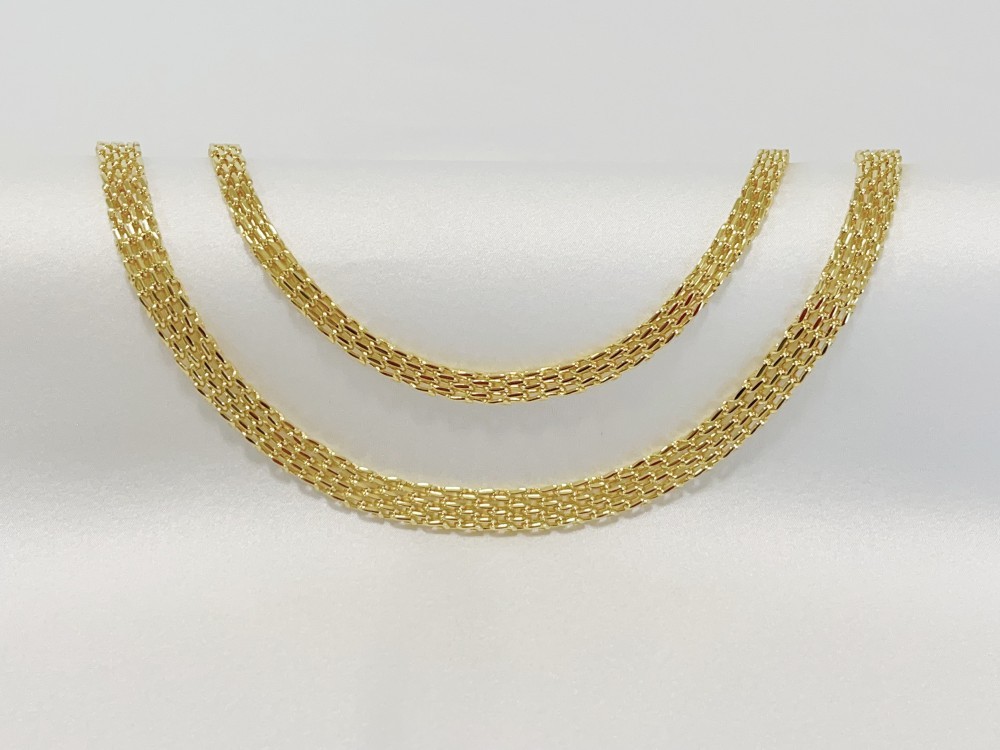 14K Yellow Gold Flat Mesh Bismark Chain Necklace 6mm 8mm Women Mens 18″-24″