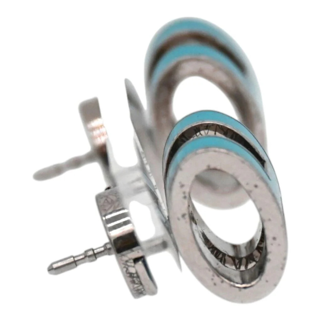 HERMÈS | Mini Pop H Blue Enamel Palladium Plated Stud Earrings