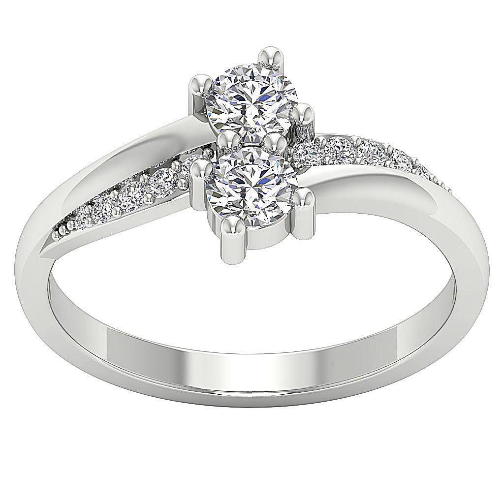 Forever Us Two Stone Engagement Ring VS F 0.70 Carat Lab Grown Diamond 14K Gold