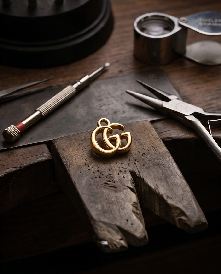 Gucci Pendant Zipper Pull gold 0.6 inch stamped