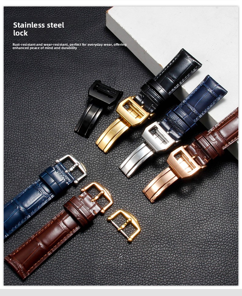 Quality Crocodile Grain Genuine Leather Watch Band Straps Mens 20mm 22mm for IWC