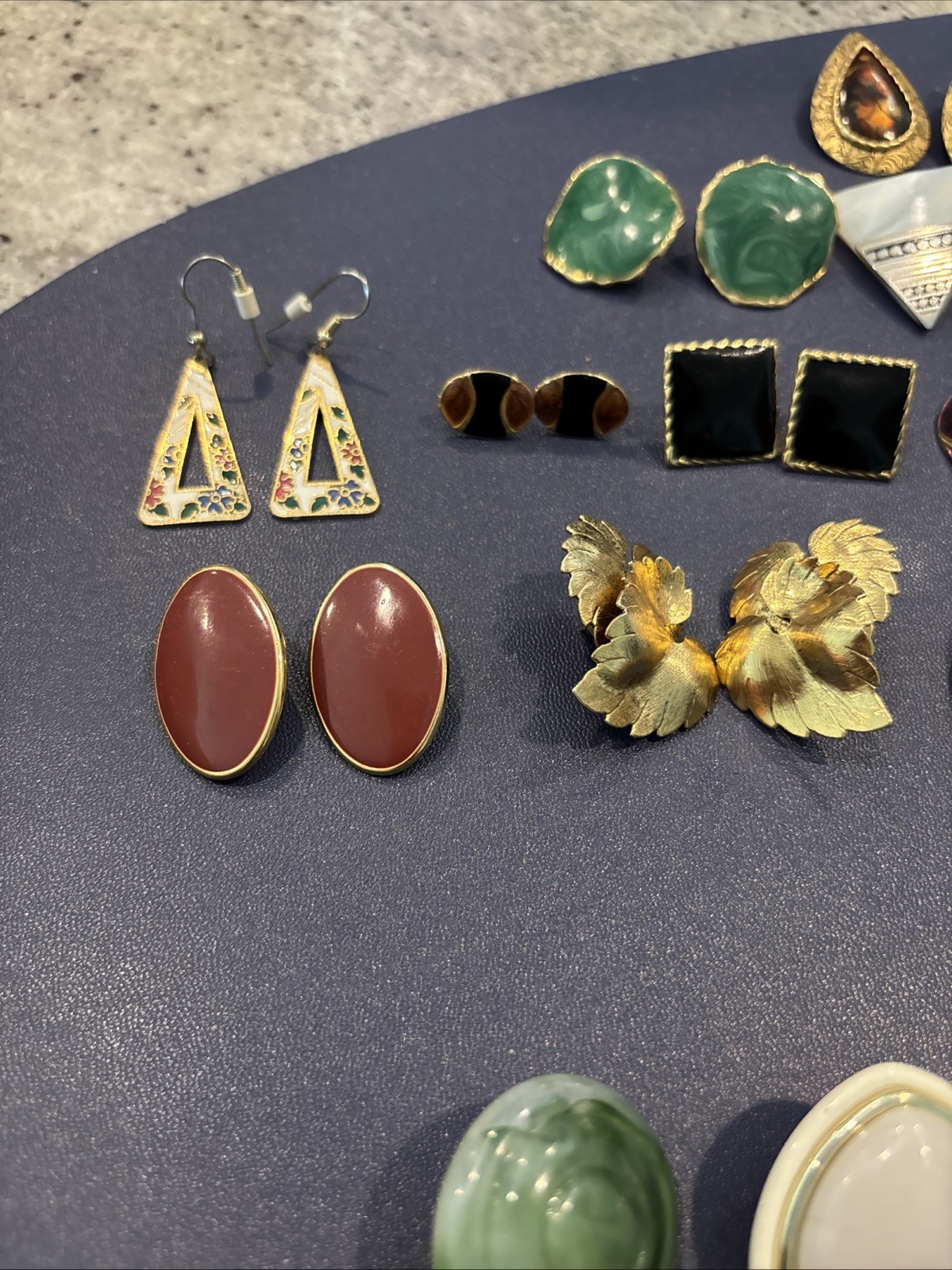 Lot of 18 Pairs of Vintage Pierced Earrings Variation Of Colors And Shapes.