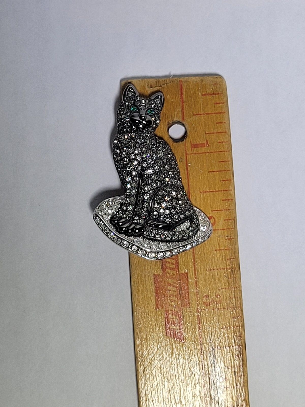 Vintage Brooch Black Cat On a Pillow Swarovski Pave Crystals 1999 Precious Pets