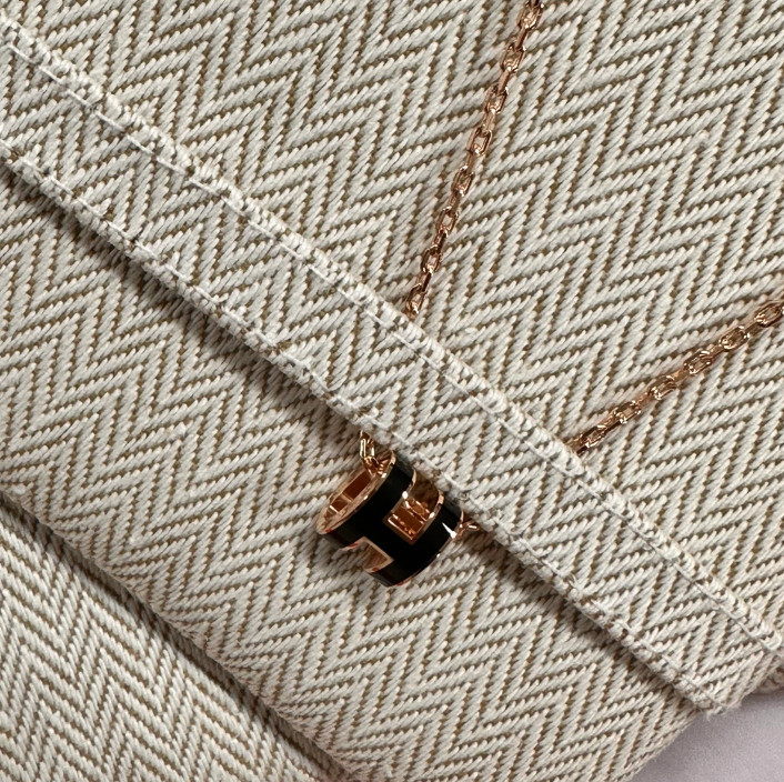 Hermes Mini Pop H Pendant Rose Gold & Noir H147992FO03