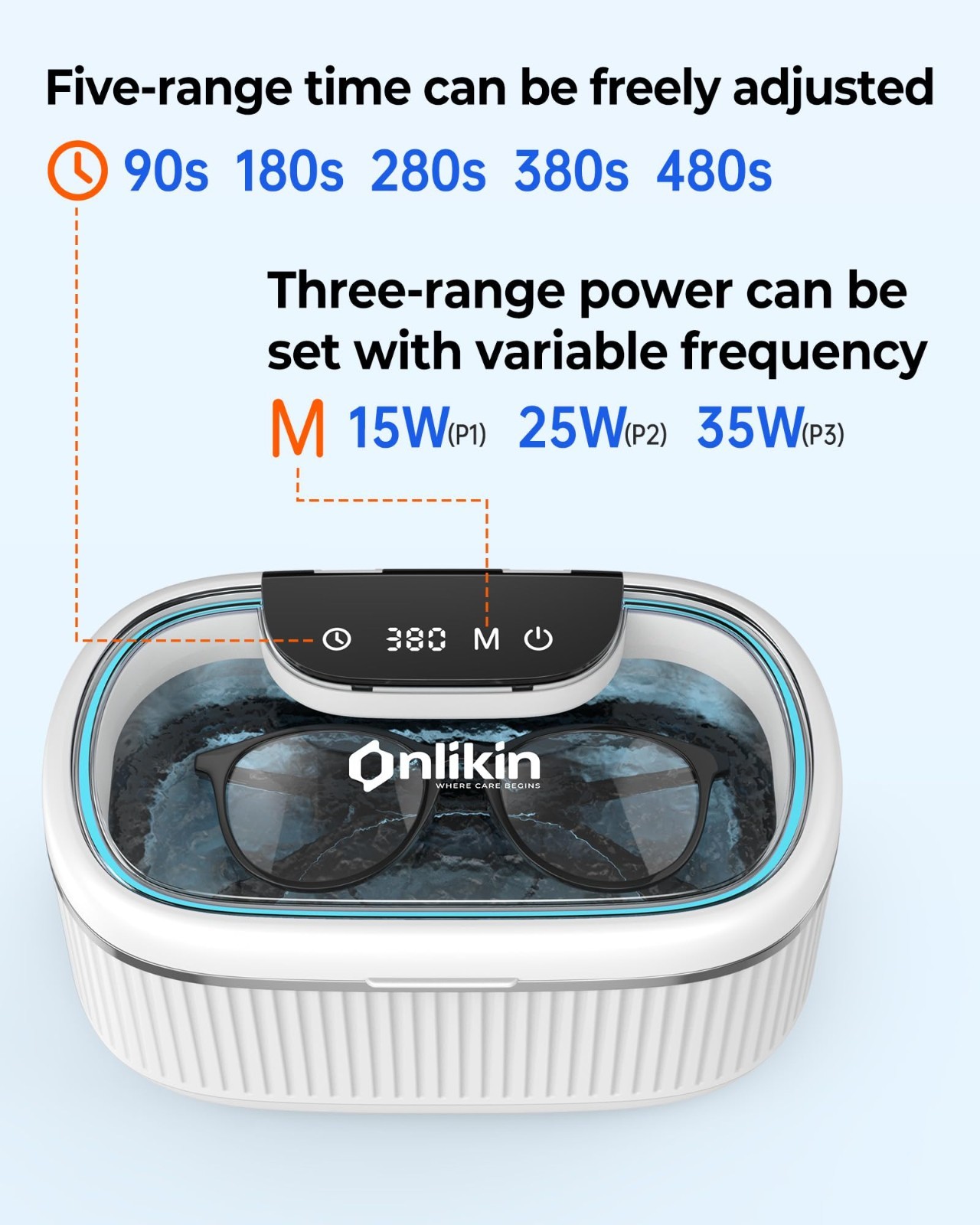35W Ultrasonic Jewelry Cleaner – 45KHz Retainer & Eyeglasses Cleaner, 5 Timer, 3