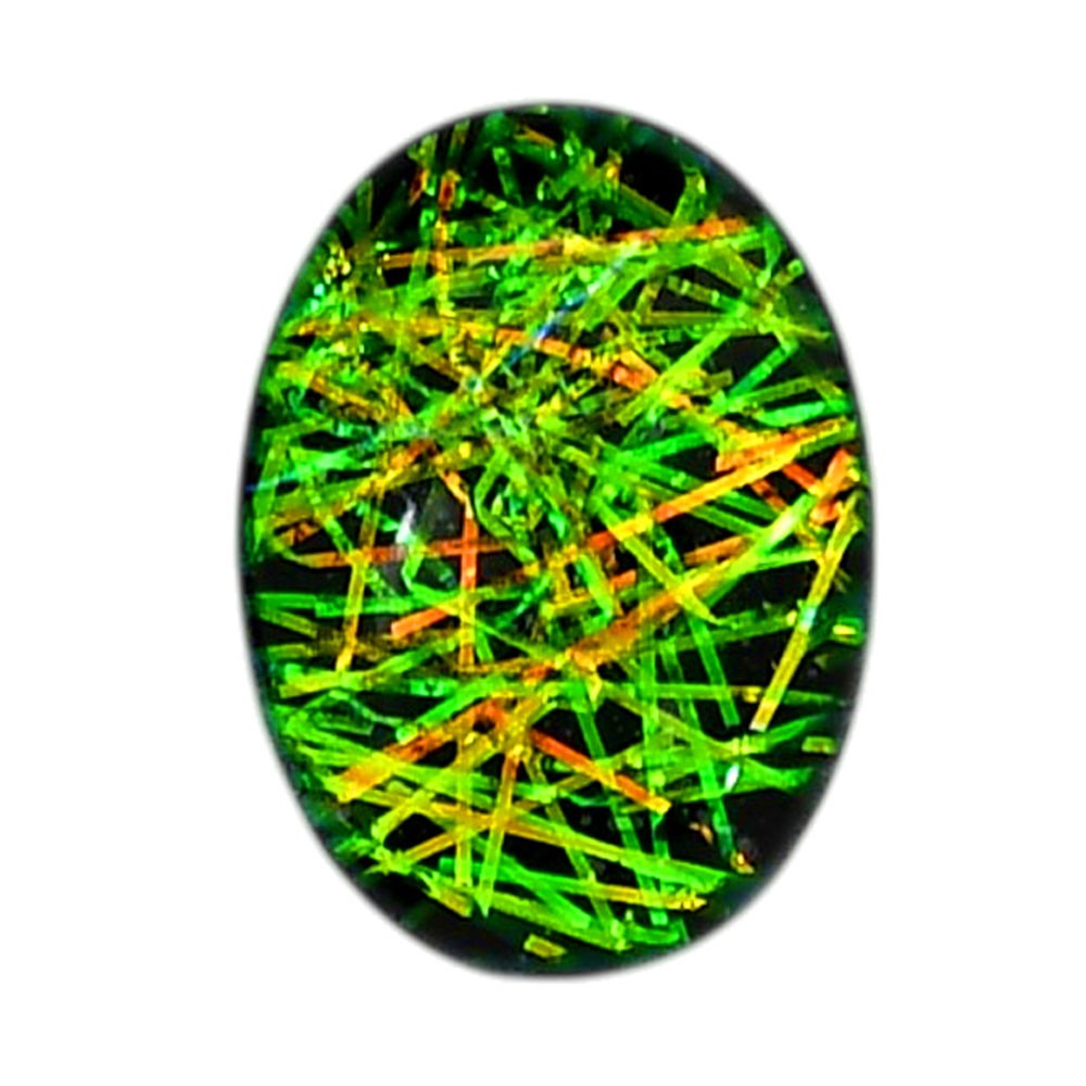 Lab Created Dichroic Glass Doublet 15.8×21.5×5.8 mm Oval Gemstone LS128-06585