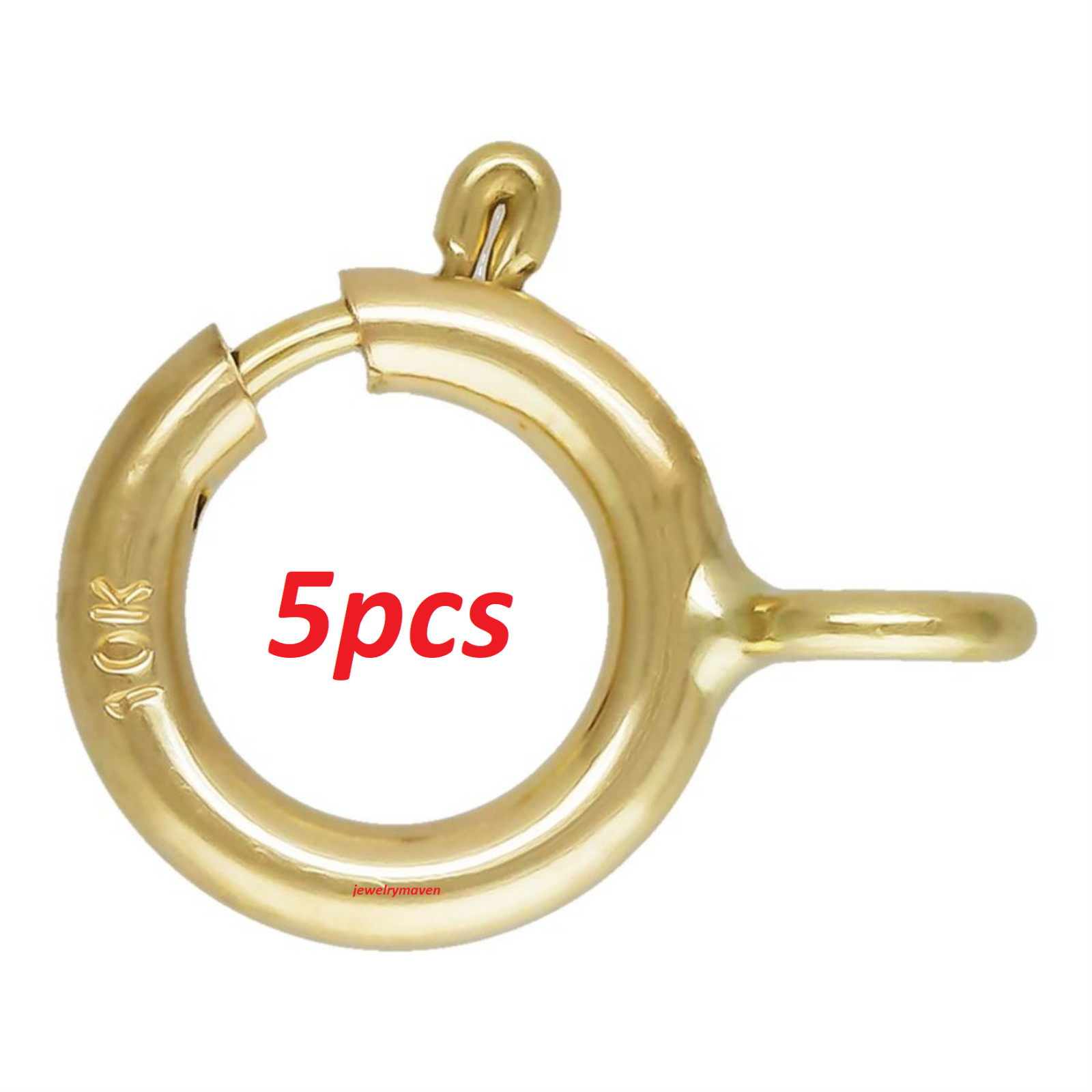 (5) 5mm 10k STANDARD WEIGHT Solid Yellow Gold Spring Ring Clasp CLOSED Jump