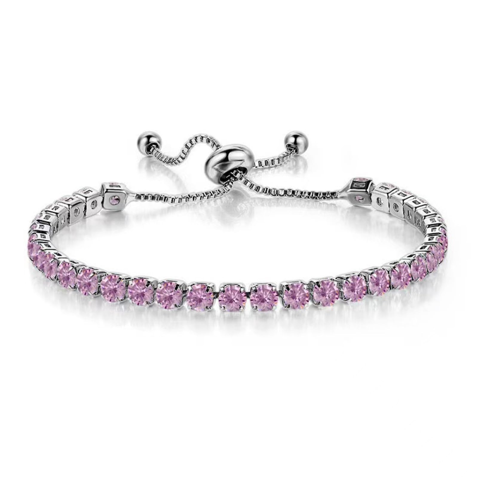 14K Gold Adjustable Tennis Bracelet with Colorful Rhinestones