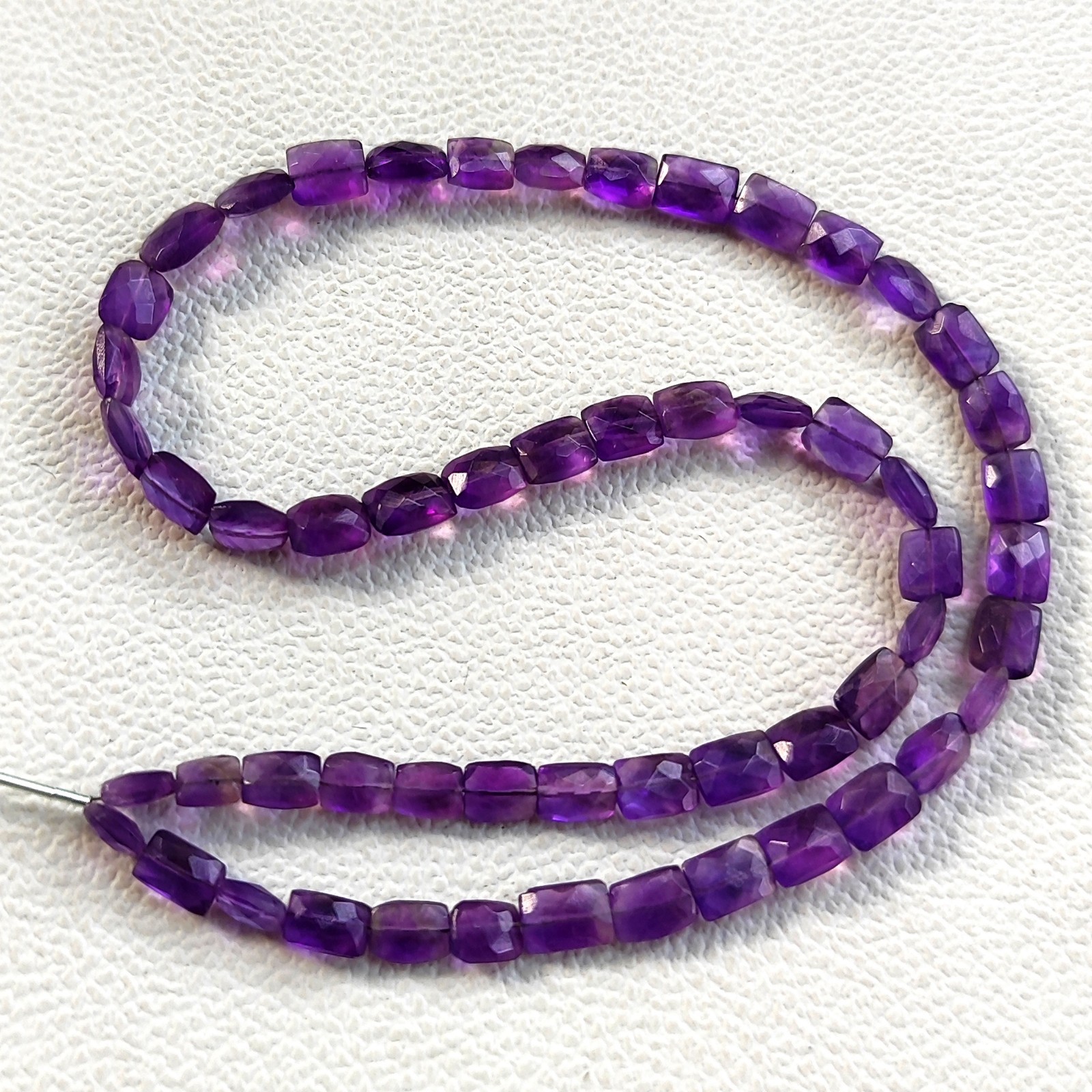 Natural Amethyst Baguette 6-8 mm Faceted Beads Strand 16″ Brazil Gems
