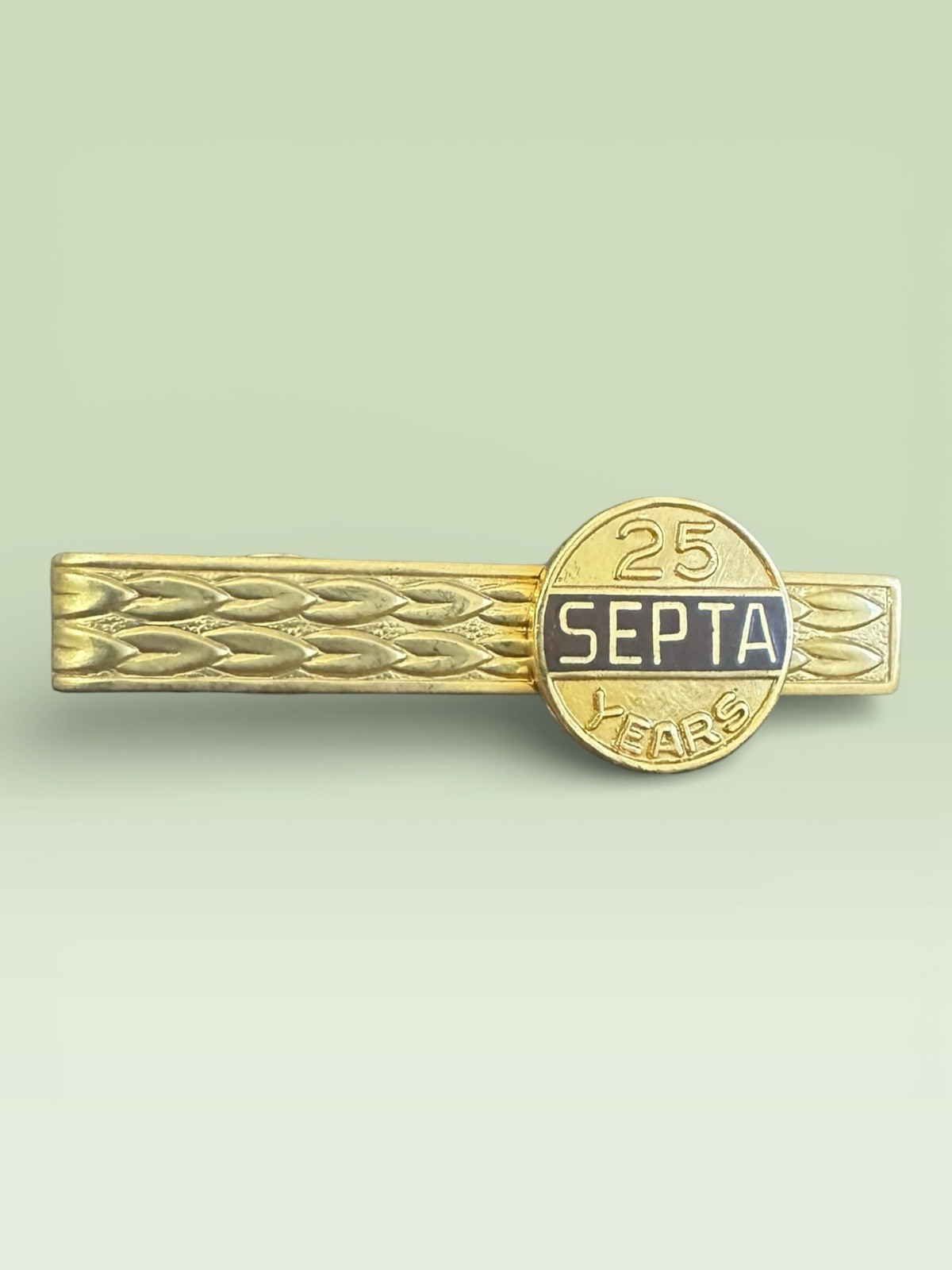 Vintage 25 Year SEPTA Tie Clip Bar Tack Employee Anniversary Gold Tone Rare