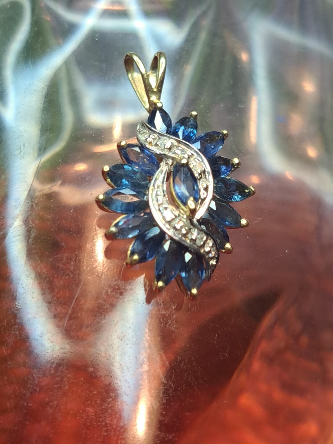 Solid 14k Yellow Gold Designer Pendant Amethyst-Diamond 25MM X 15MM 3 Grams 12-2