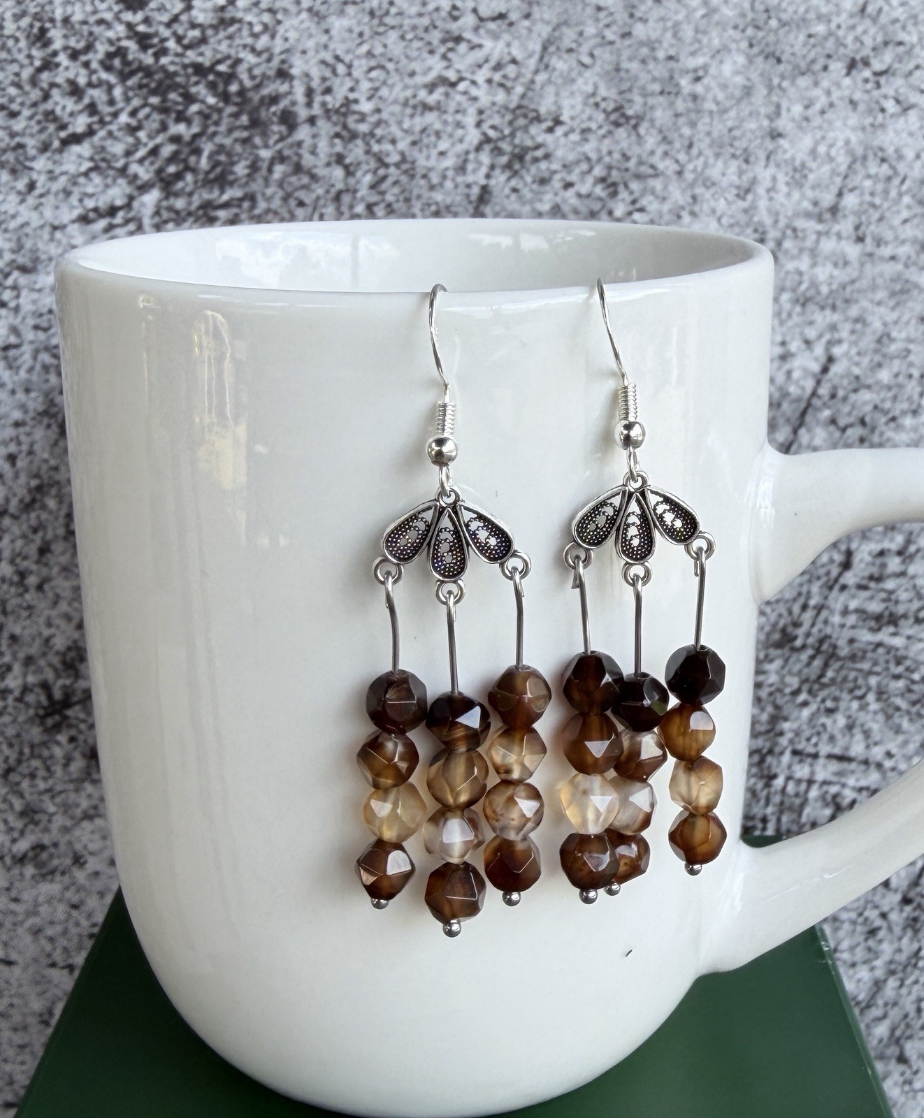 925 Sterling Silver With Coffee Bead Dangle