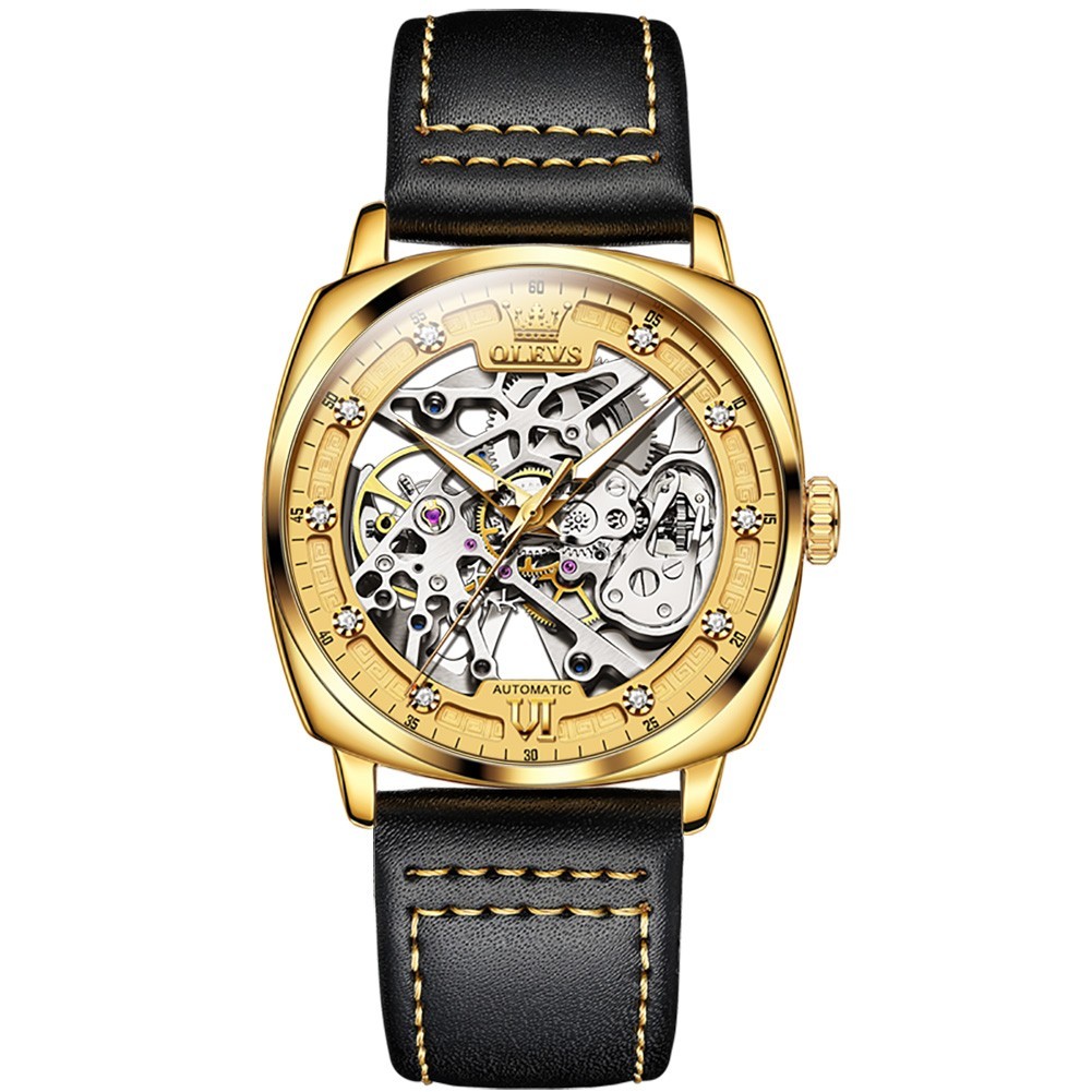 OLEVS 6651 Classic Genuine Leather Multi-functiom Water Resistant Wristwatches