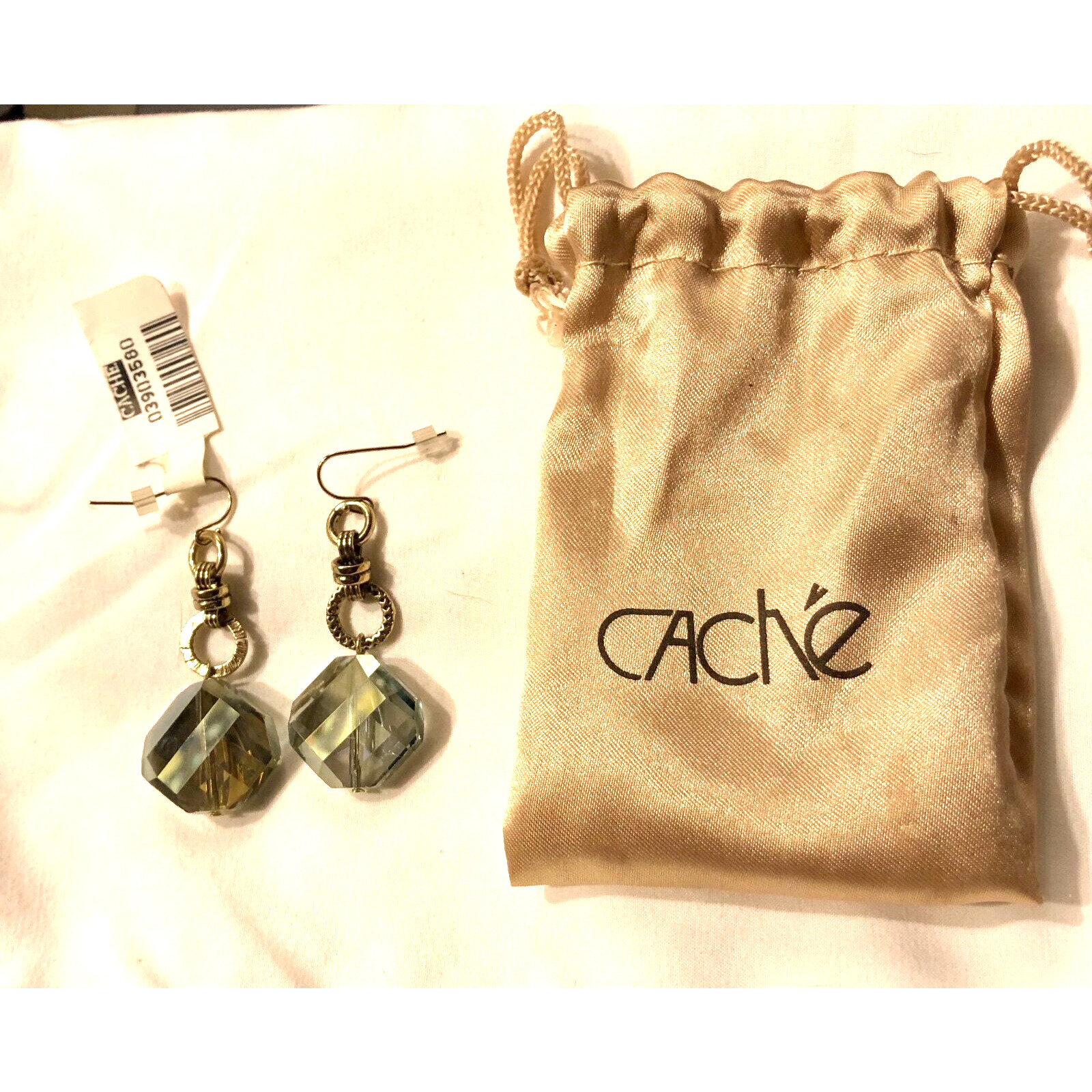 Cache Earrings Faceted Crystals 2 1/4″ Long Wedding Event Work Casual $28 NWT