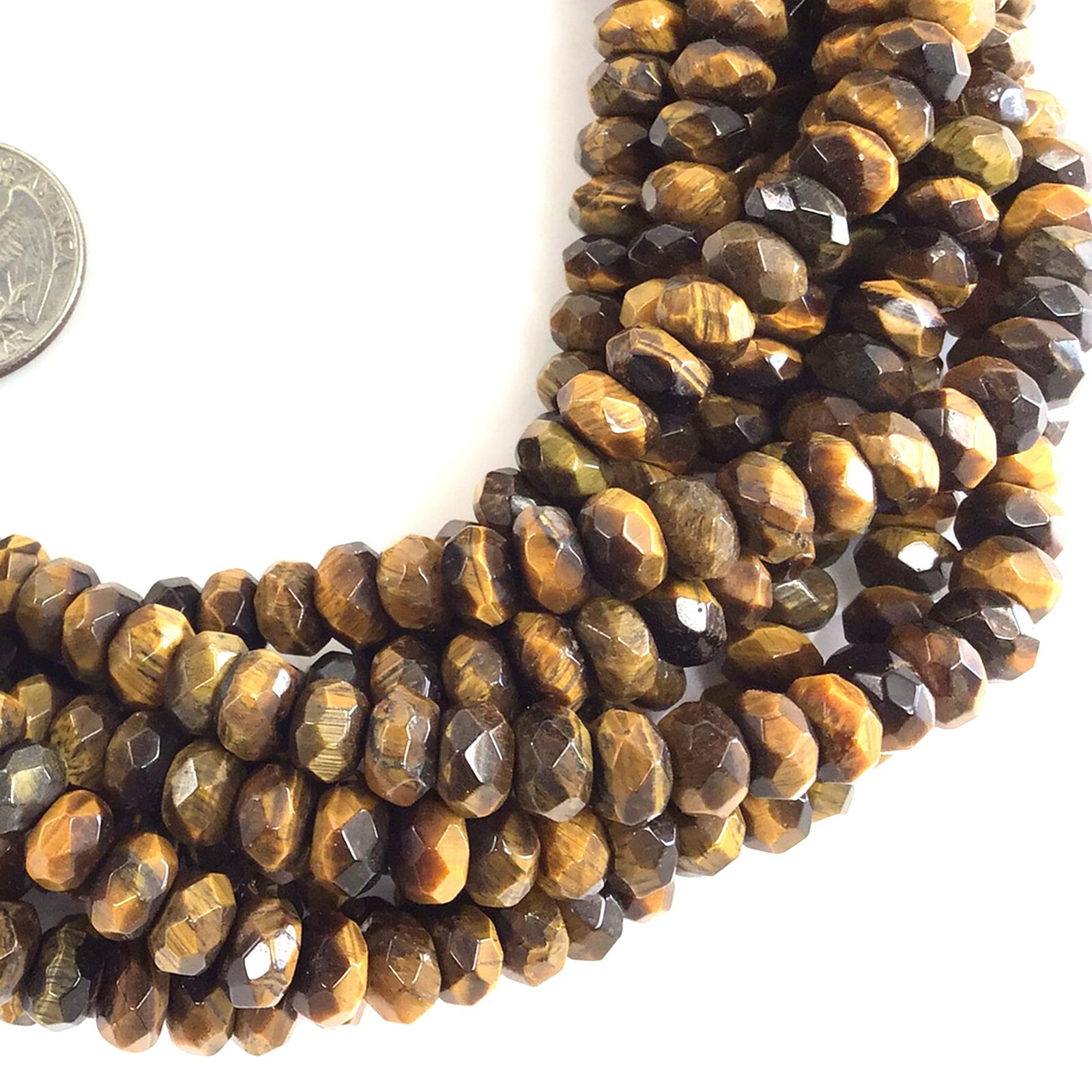 High Quality Yellow Tiger eye Faceted Rondelle Beads 15″ strand 4mm 6mm 8mm 10mm