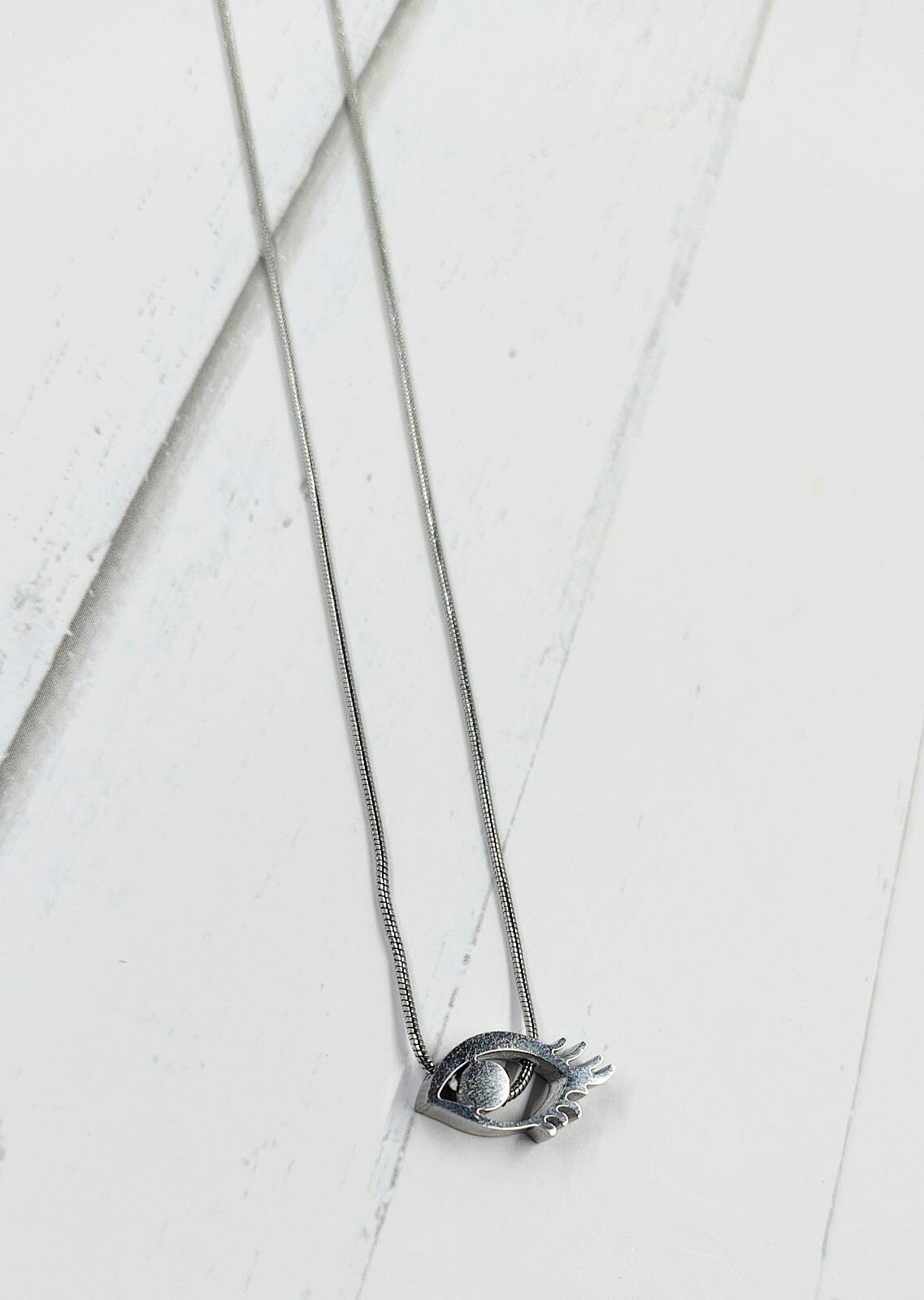 15 inch Fine Staineless Steel Chain Necklace & Evil Eye Pendant 2 inch Extender