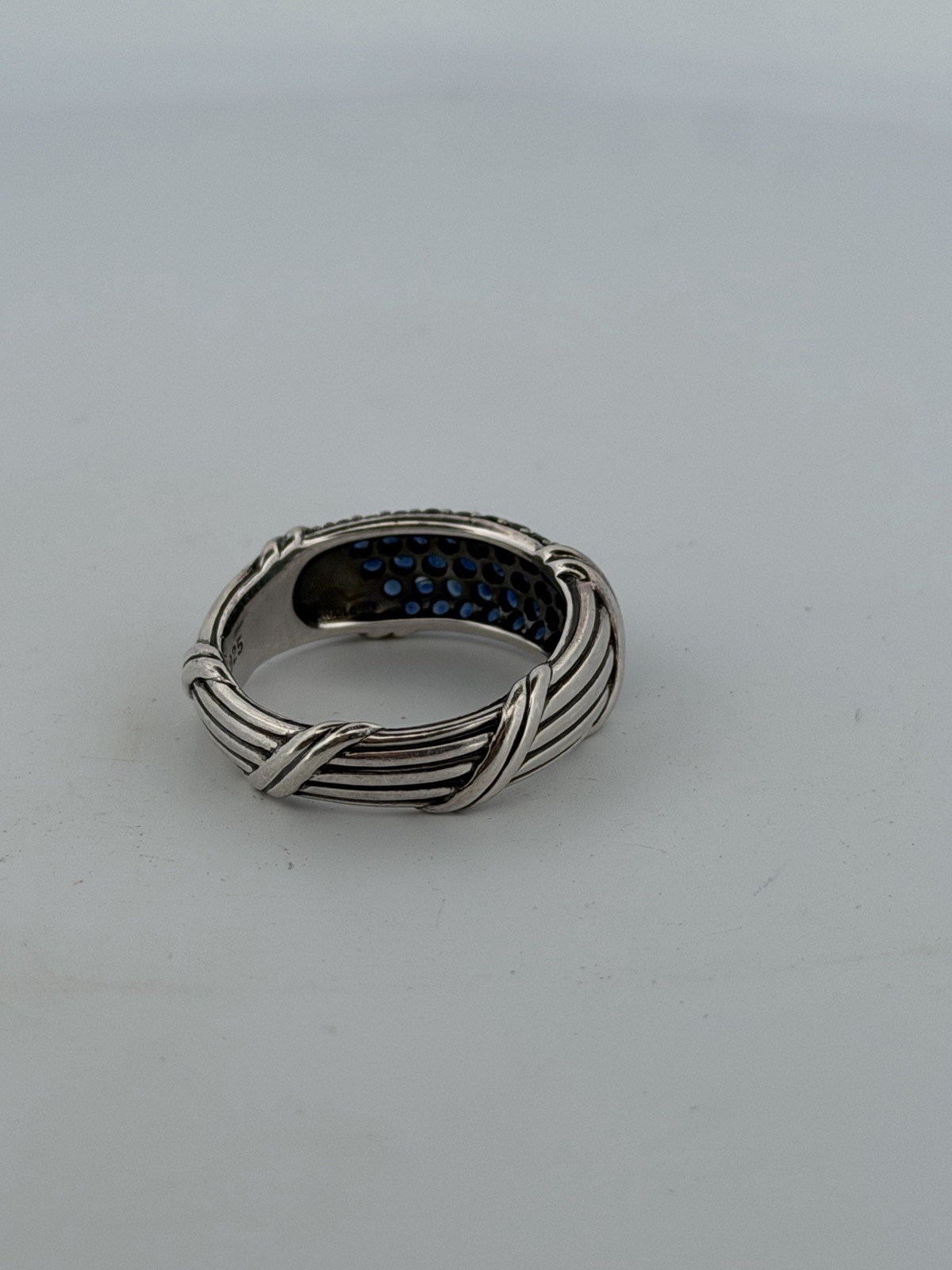 Peter Thomas Roth Signature Classic Band Ring blue sapphires sterling silver 10
