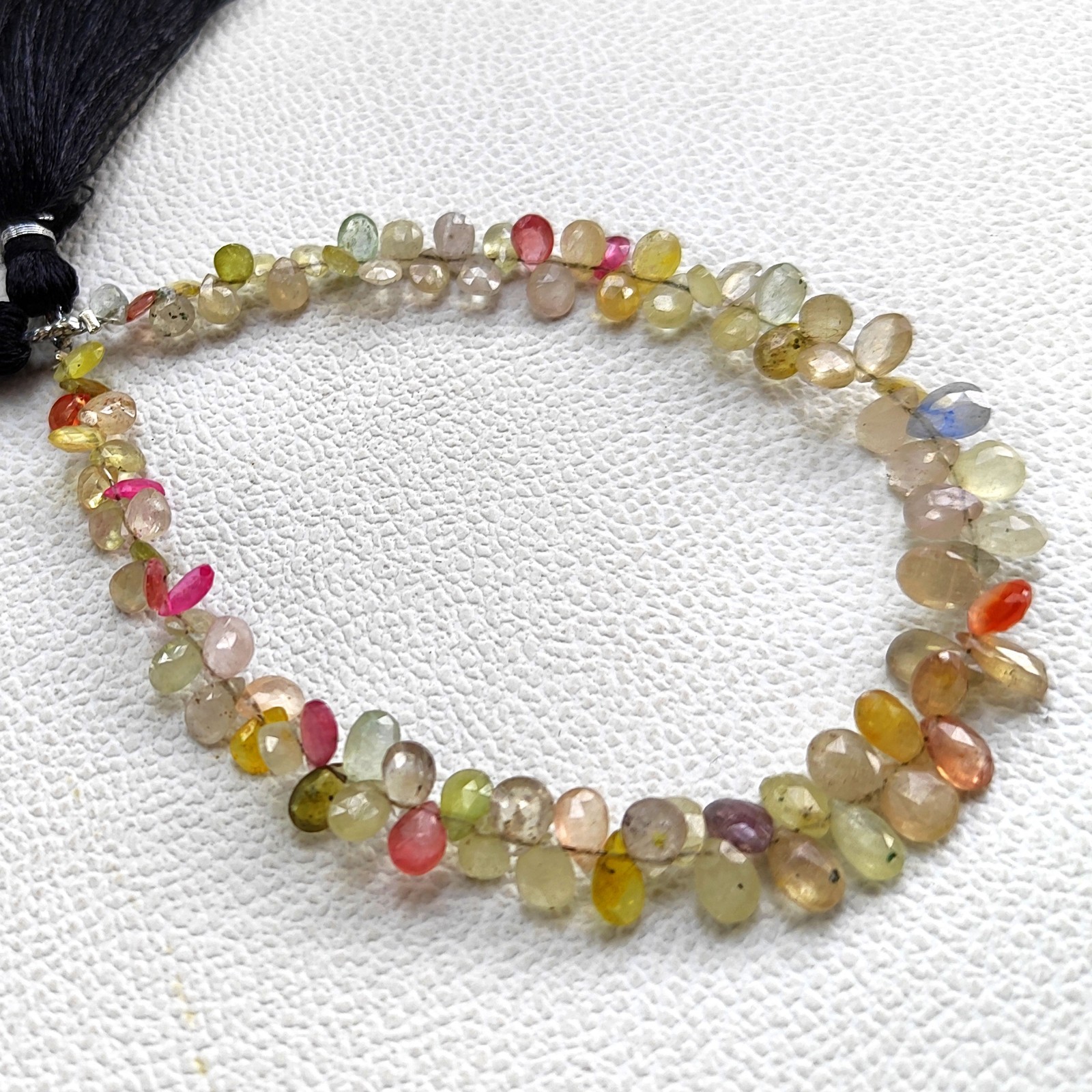 Sri Lanka Multi Sapphire Pear Faceted Beads 8.5″ Strand 7x5mm to 8x6mm Gems