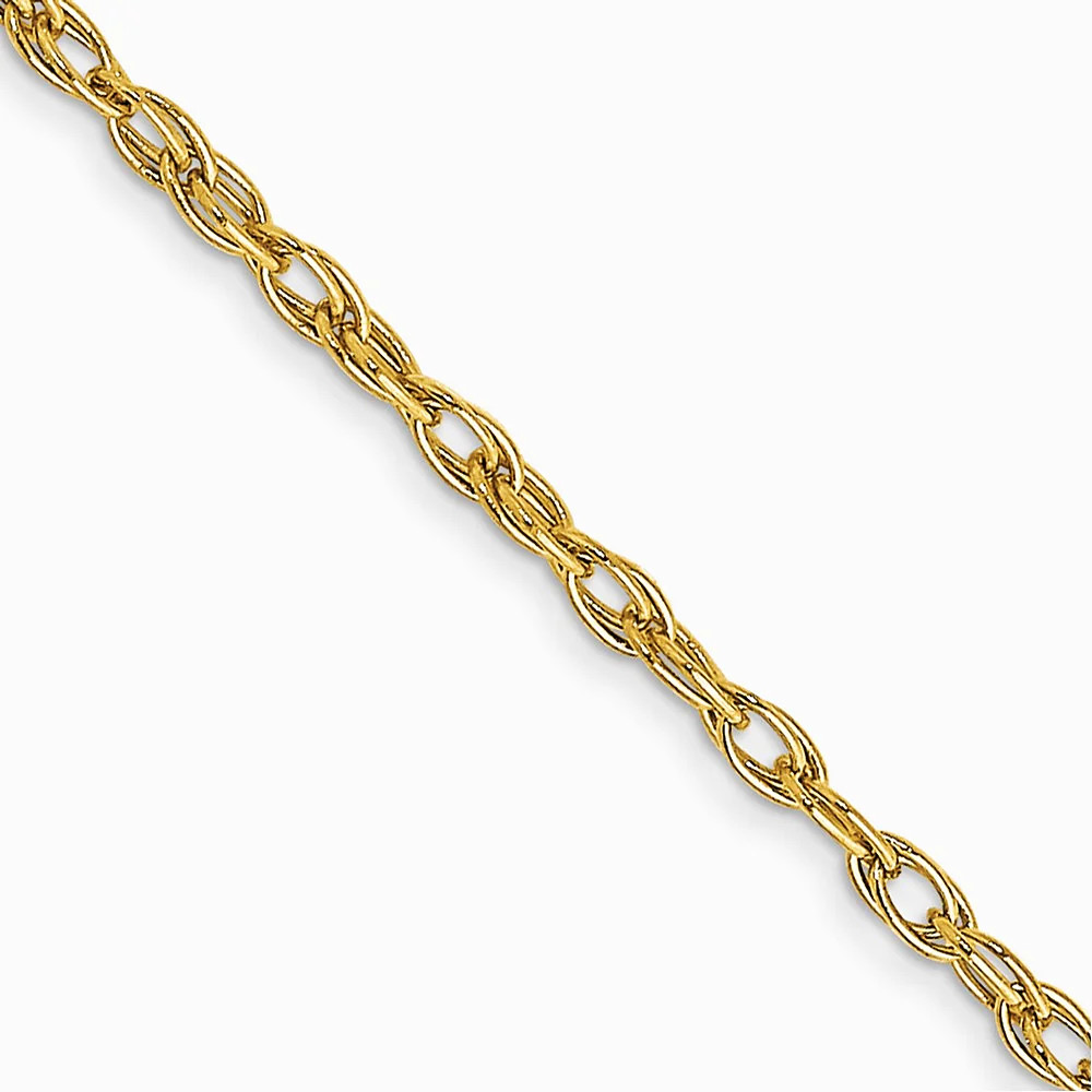14K Yellow Gold 1.35mm Carded Cable Rope Chain Necklace 16″-24″