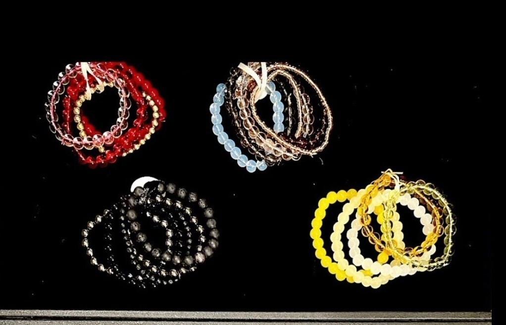 Stone and Bead Bracelets 5 Strands Per Set Dense Weight