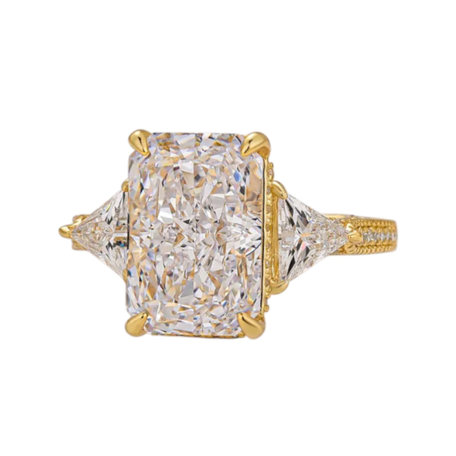 6.45 Ct Radiant Cut IGI Certified Lab Grown Diamond Wedding Ring 14k Yellow Gold