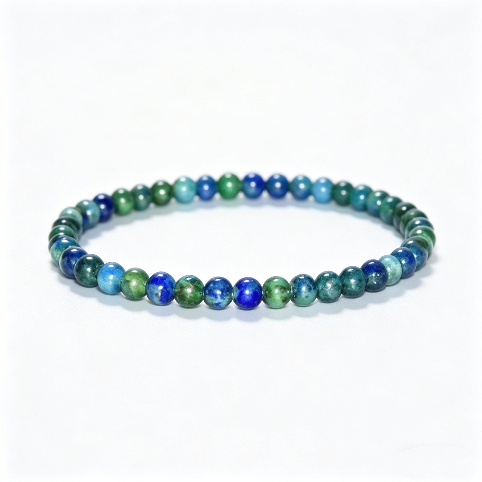 4mm Natural Azurite Malachite Stretch Beaded Bracelet Crystal Healing Jewelry