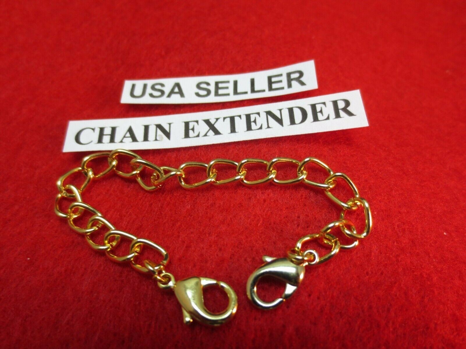 1″ 14 kt GOLD & WHITE GOLD EP & STERLING SILVER EP DOUBLE LOBSTER CLAW EXTENDER