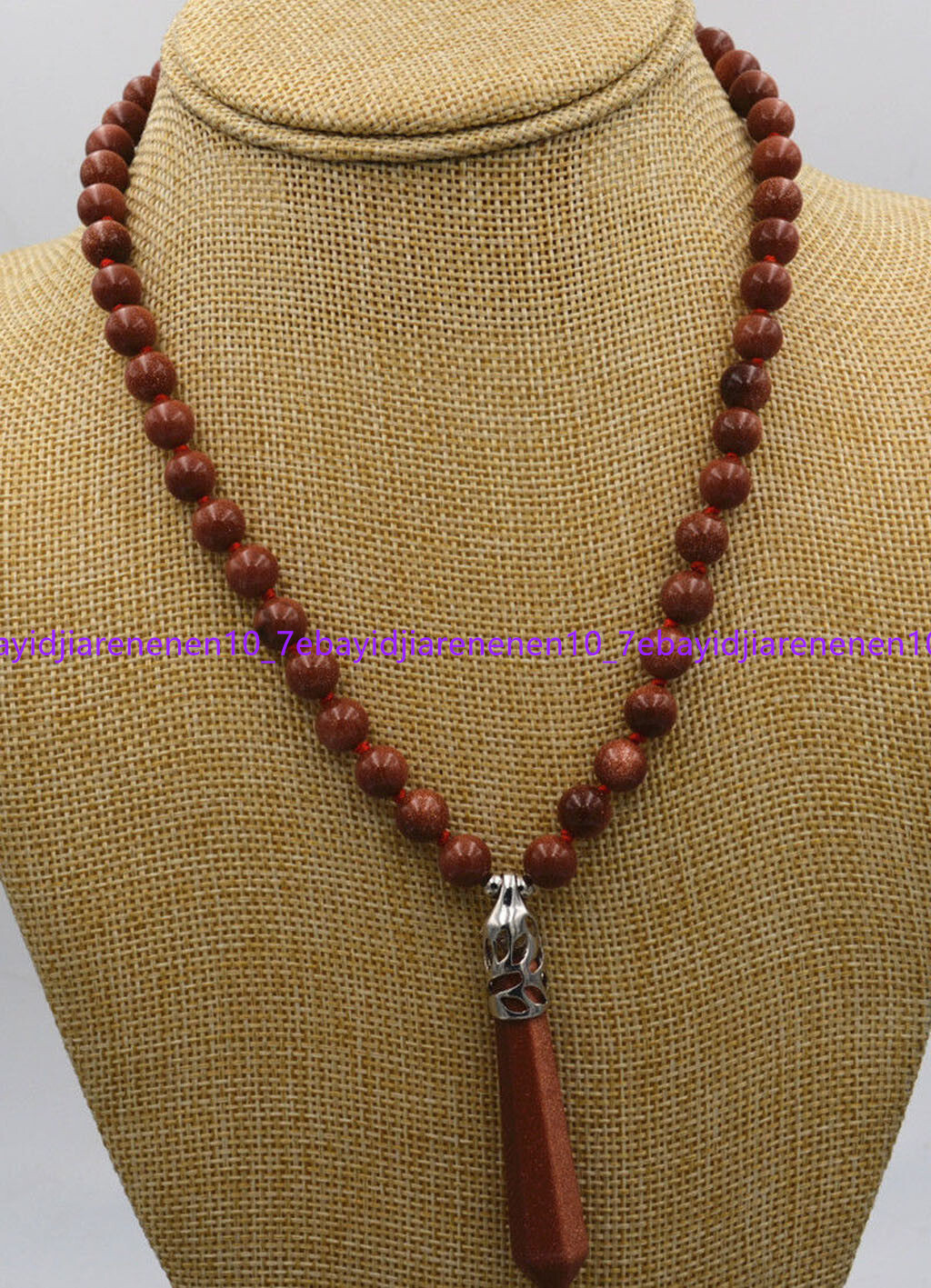 Beautiful Natural 8mm gold Sandstone Hexagonal Gemstone Pendant Necklace 18”