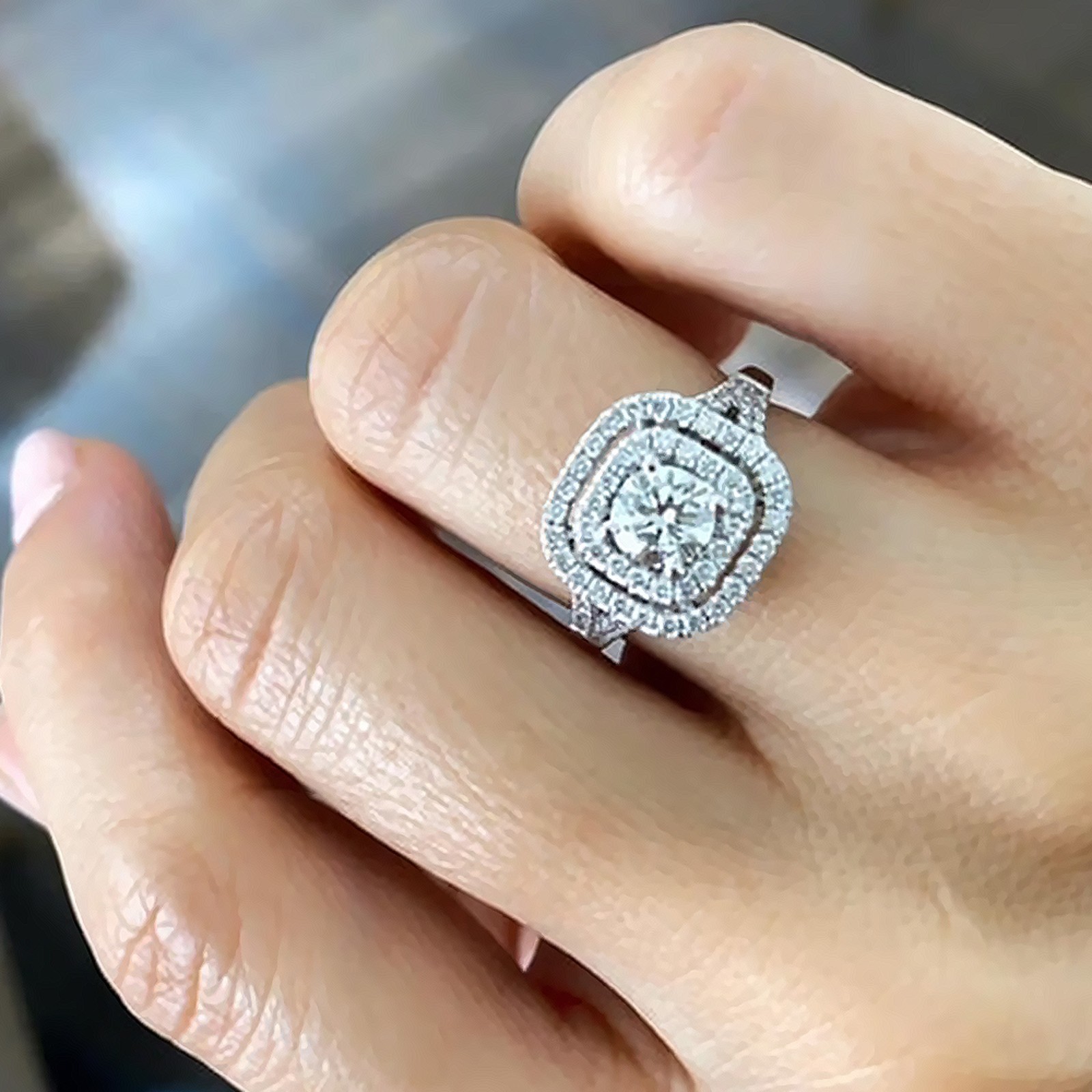 Diamond Ring Wedding Gold Lab Grown 18K White GLI Round Cut E F VVS 1.20 Carat