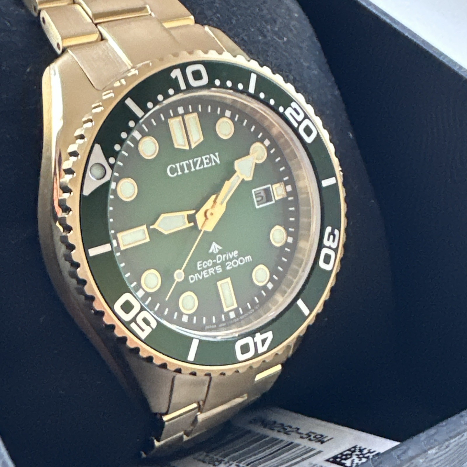 Citizen ProMaster Dive Timepiece Green Dial Gold Stainless Mens Watch BN0262-59W