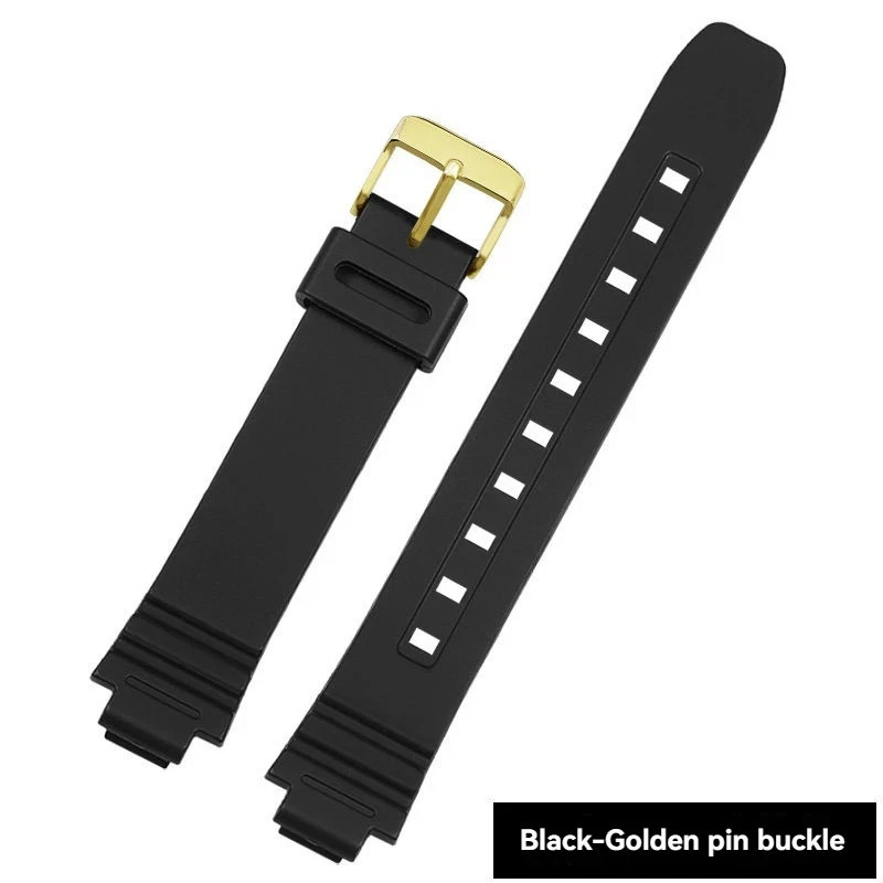 Rubber Resin Watch Strap for Ca.sio LA20WH-1B 14x10mm Black Convex Slim Band New
