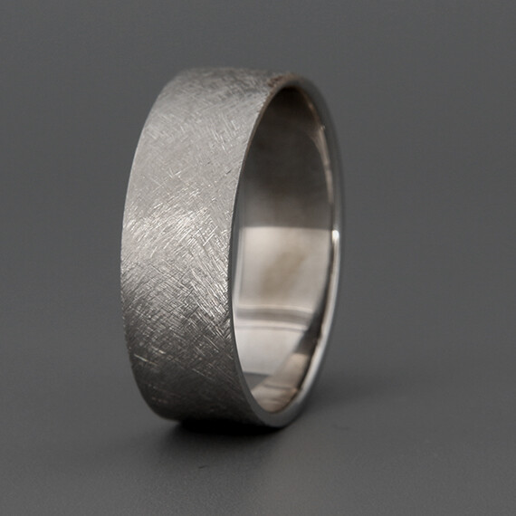 14K White Gold Rough Brushed Rustic Men Wedding Band | 3mm 4mm 5mm 6mm 7mm 8mm
