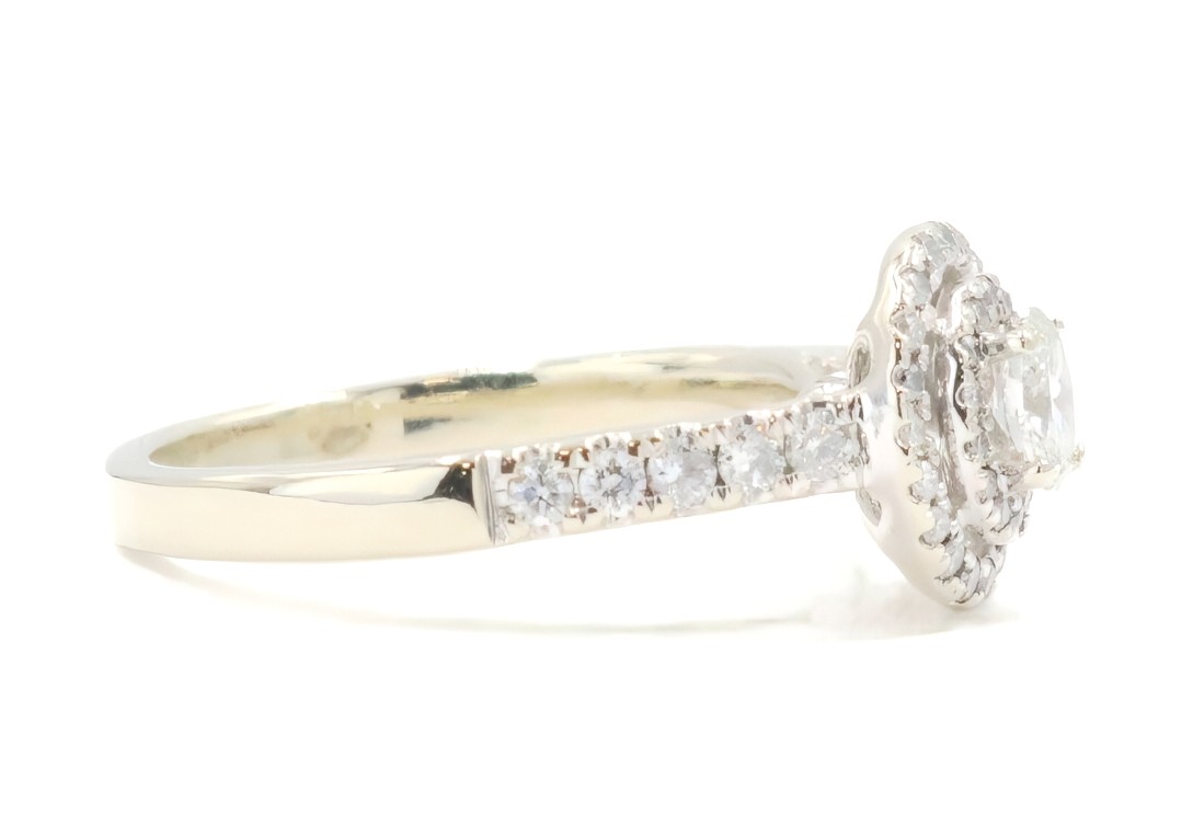 Double Halo 0.65 Ctw Oval & Round Diamond 14KT White Gold Engagement Ring 3.29g