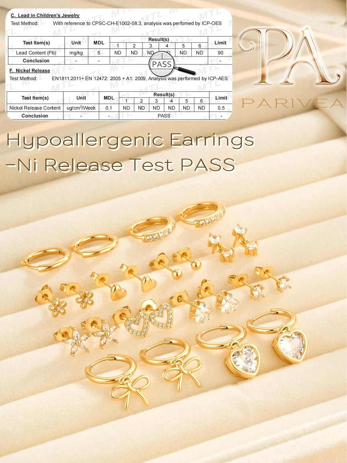 12 Pairs Small Stud Hoop Earrings Set for Women – 14K Gold Plated Huggie Hoops H