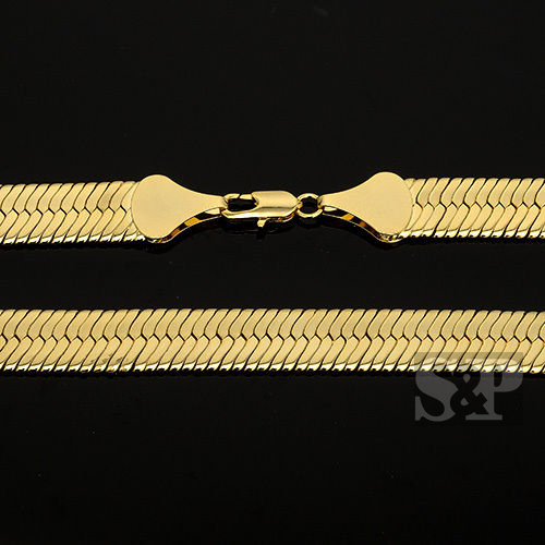 Hip Hop Rapper Herringbone 14K Gold Silver Plated Brass 10mm 24″ Chain Necklace
