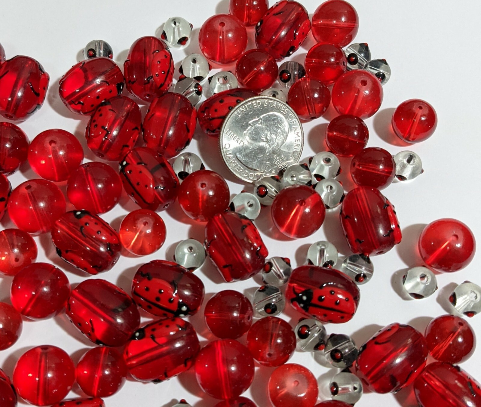 Ladybug Beads Glass Beads For Bracelet Making Garden Lucky 13mm RED Oval 20 pcs