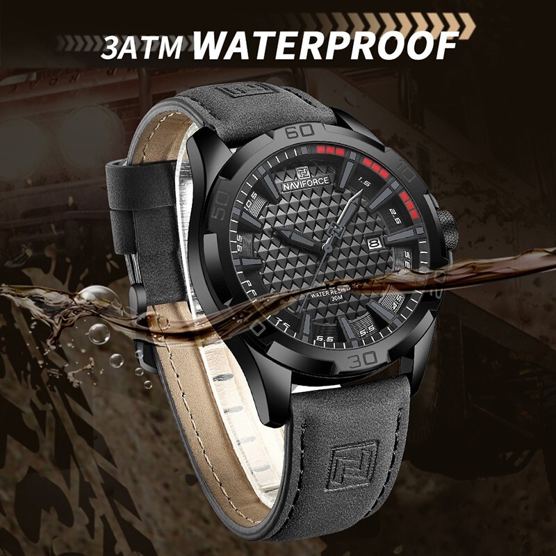 Top Brand NAVIFORCE Men’s Quartz Wrist Watch Sports Shockproof Waterproof Leathe