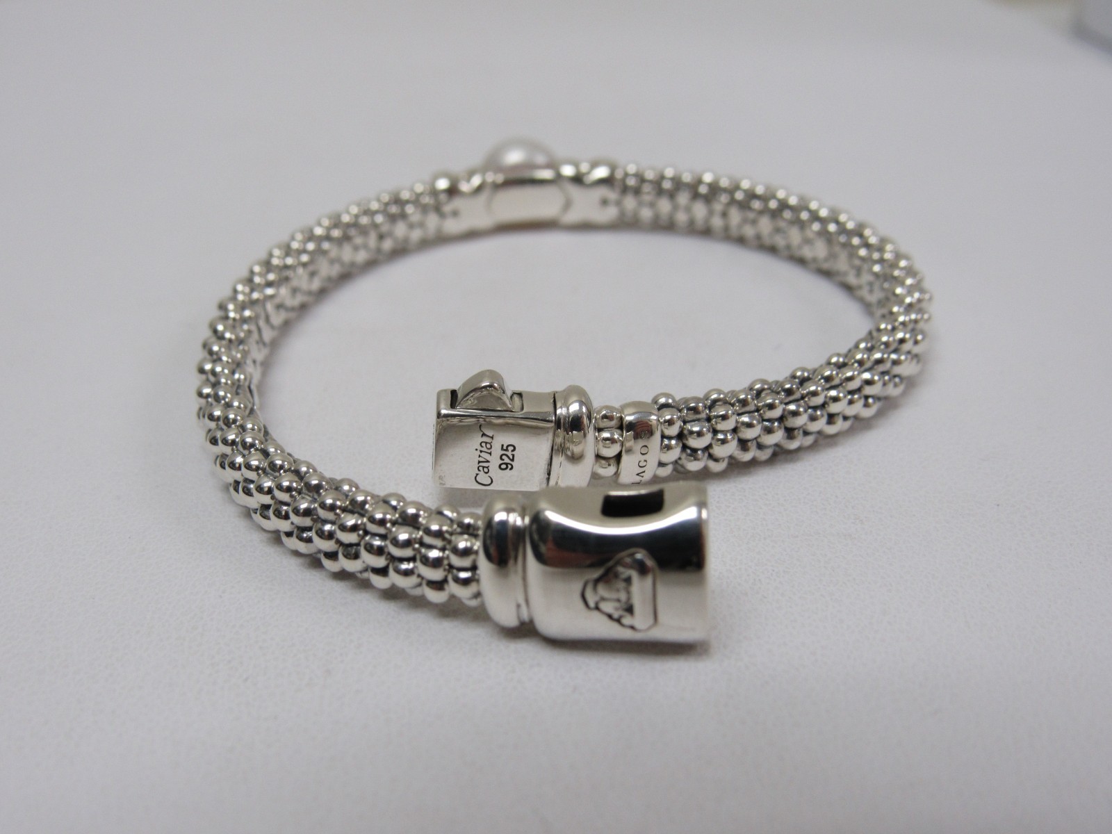Designer LAGOS Sterling Silver 6mm Luna Pearl Caviar Rope Bracelet