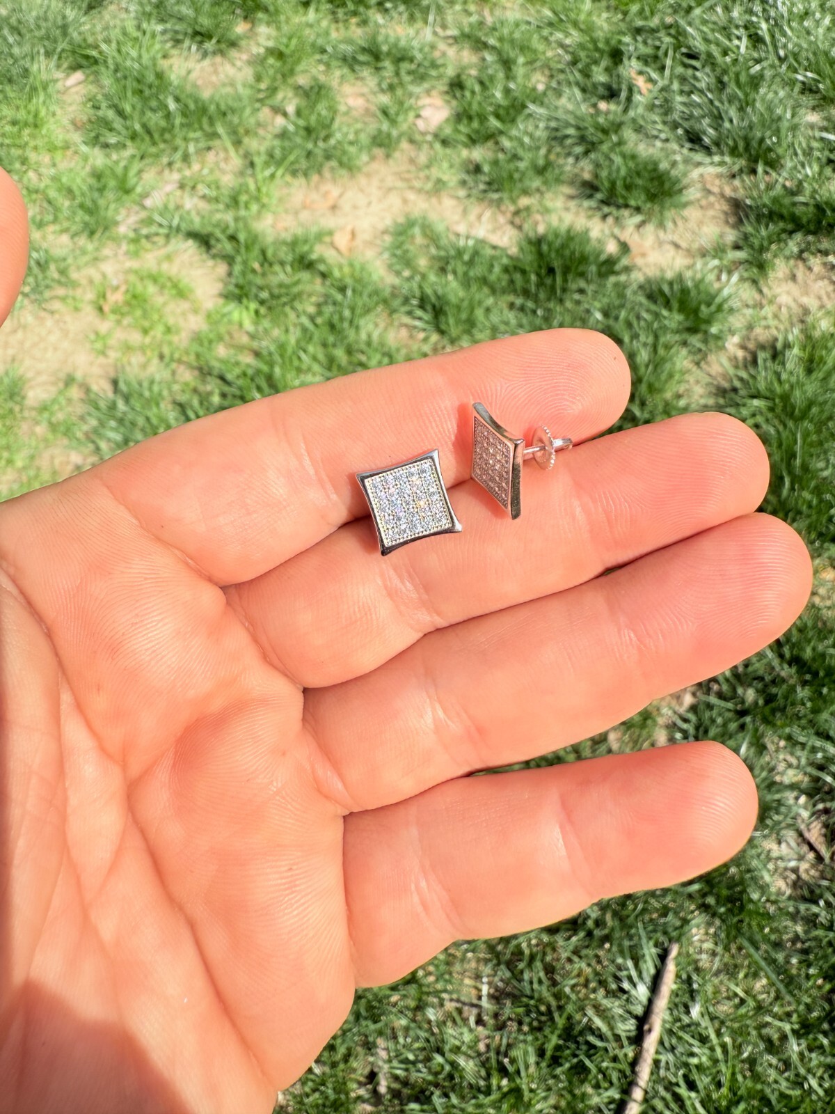 Real 925 Sterling Silver Kite Earrings Iced CZ Screwbacks 11mm – WHOLESALE DEAL