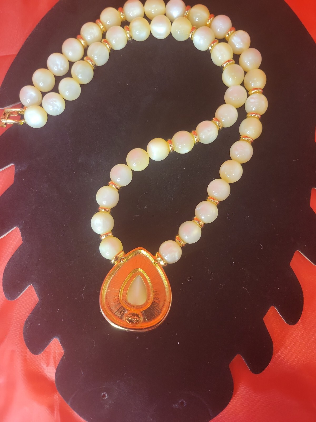 Napier Lucite Necklace Moonglow Pendent 1970s