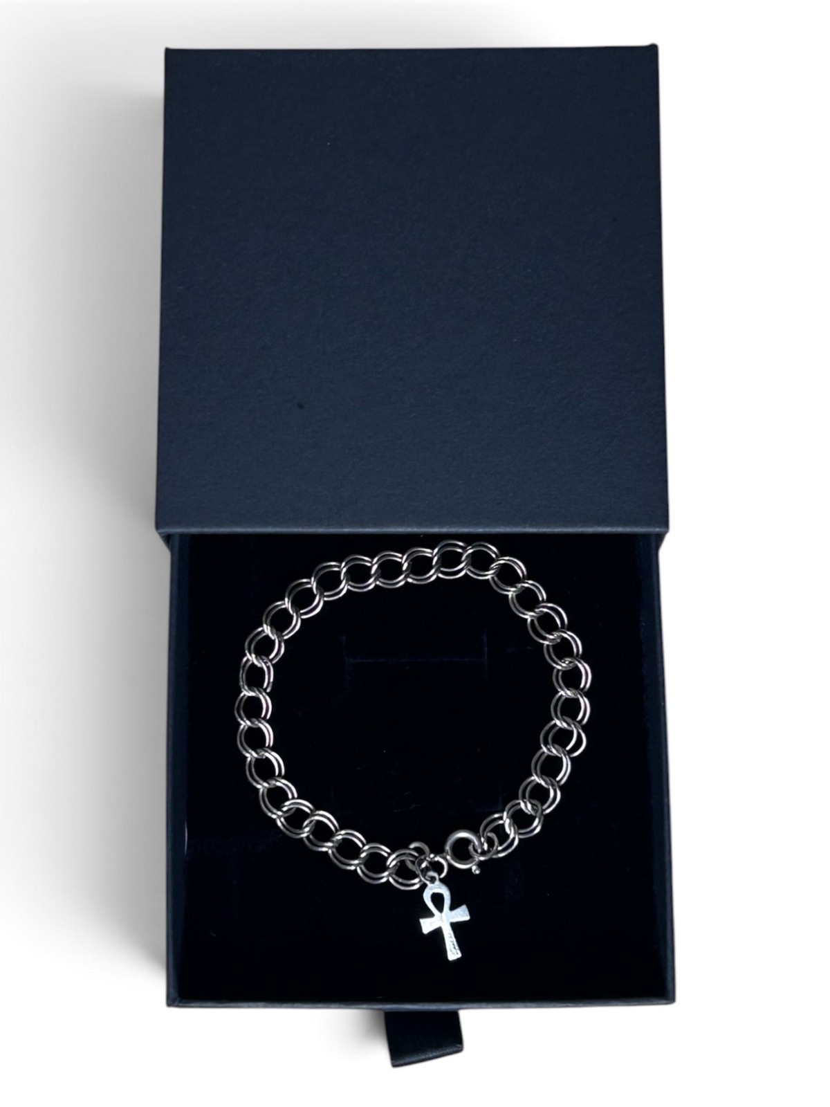 PROCHAIN Dual Link Charm Bracelet JAMES AVERY Egyptian Cross 7.25” 925 Sterling