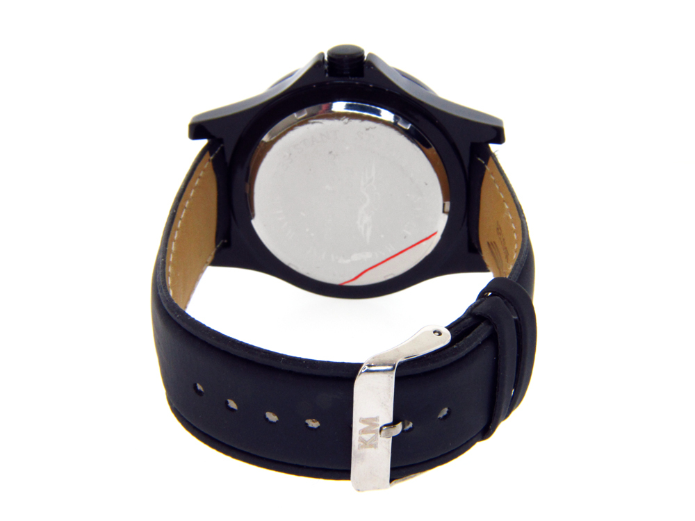 KING MASTER DIAMOND WATCH BLACK FACE LARGE BLACK CASE BAND SUPER TECHNO JOJINO