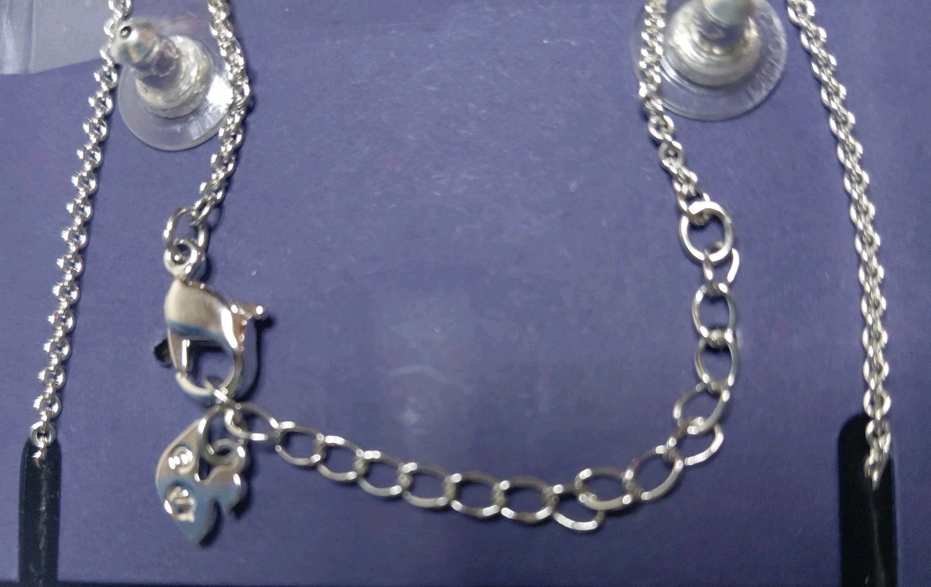 NEW AUTHENT SWAROVSKI SET Una Angelic Necklace Pendant/Earrings Blackish Stone