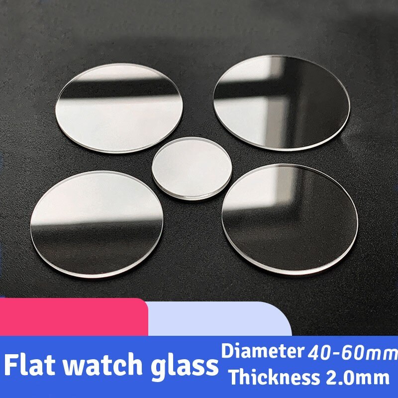 2X Thickness 2.0mm Flat Round Watch Crystal Glass Lens Diameter 40-60mm Mirrors